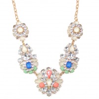 ‘Frostine’ Pastels and Crystals Flower Bouquet Necklace